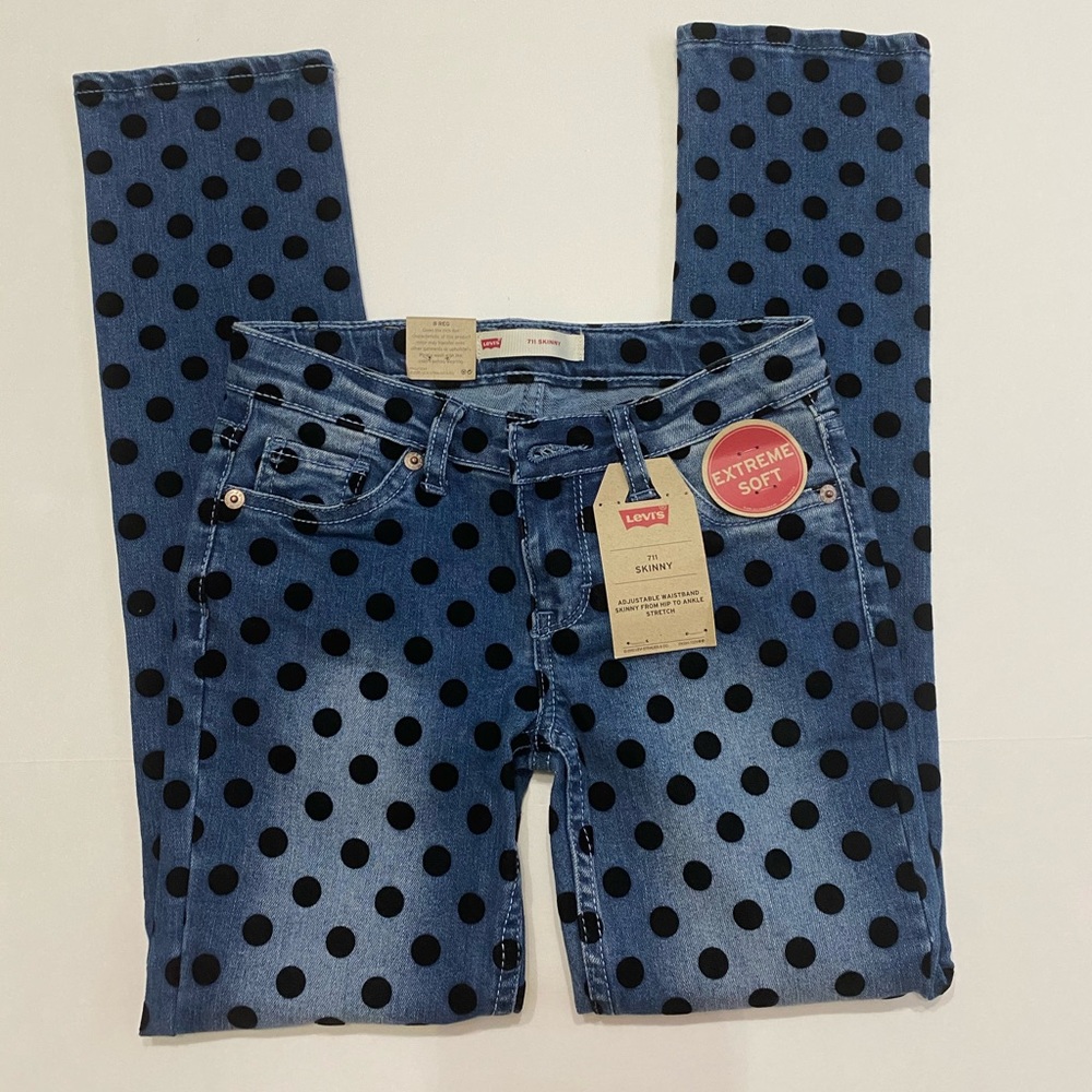 Levis 711 Skinny Adjustable Waist Girls Dot Ptrn